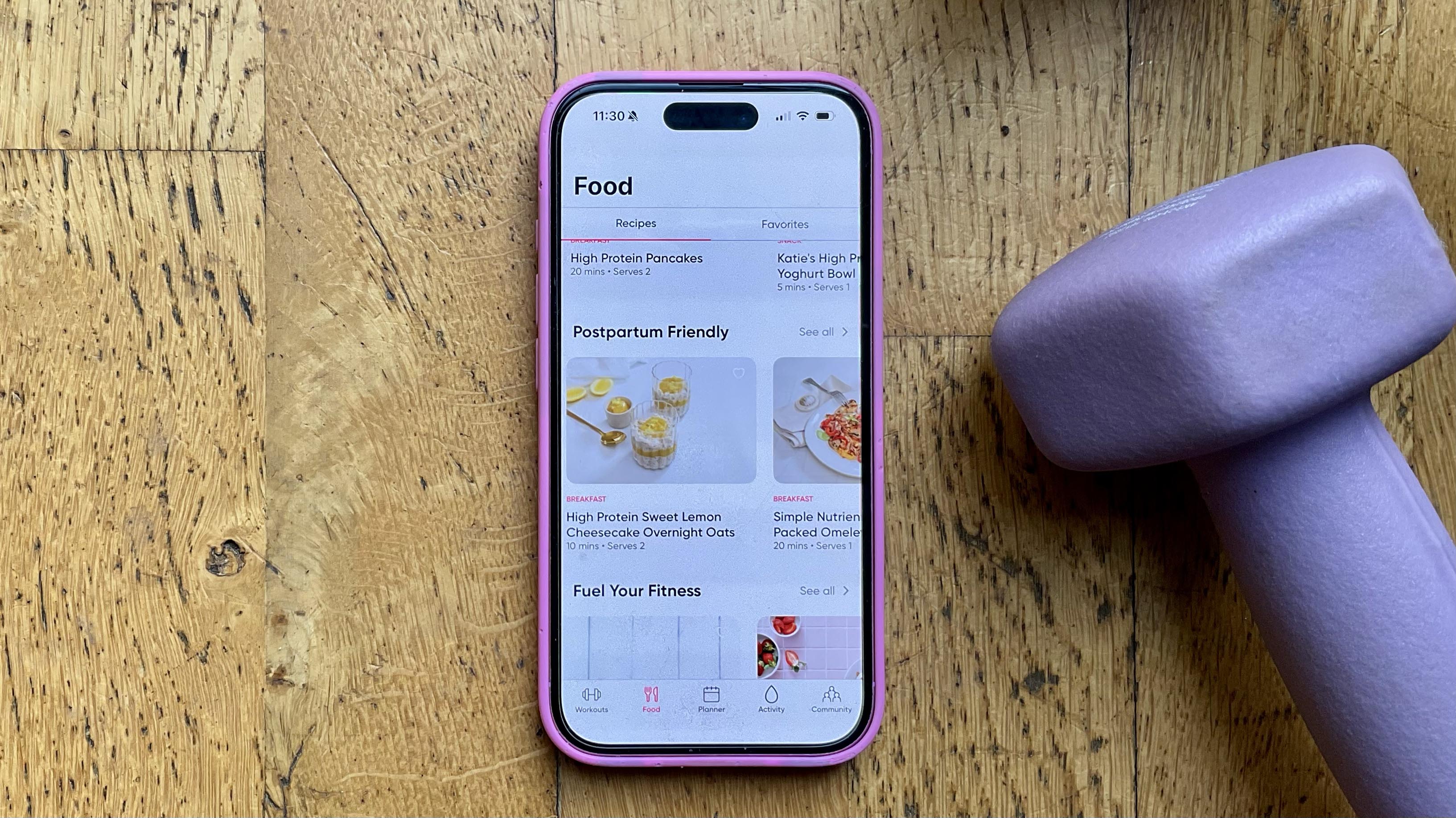 screenshots from the SWEAT app
