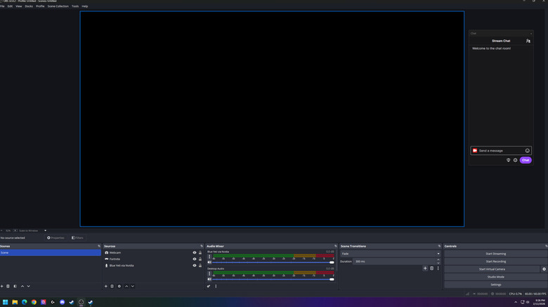 OBS app running on Windows desktop