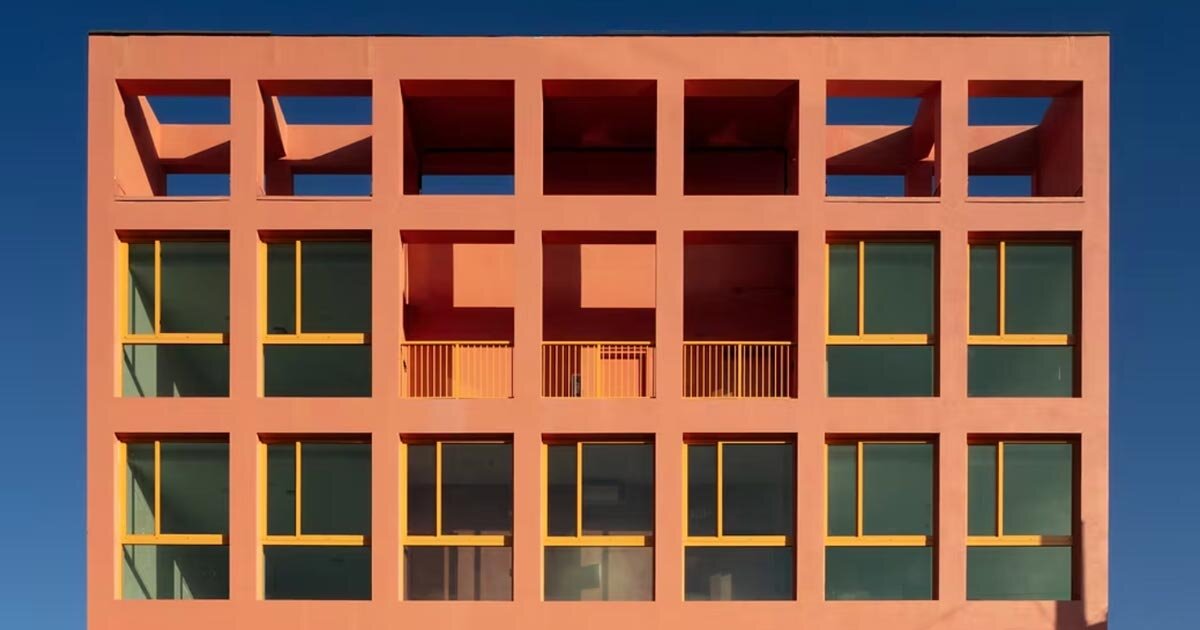 peach residential facade rethinks affordable housing in miami