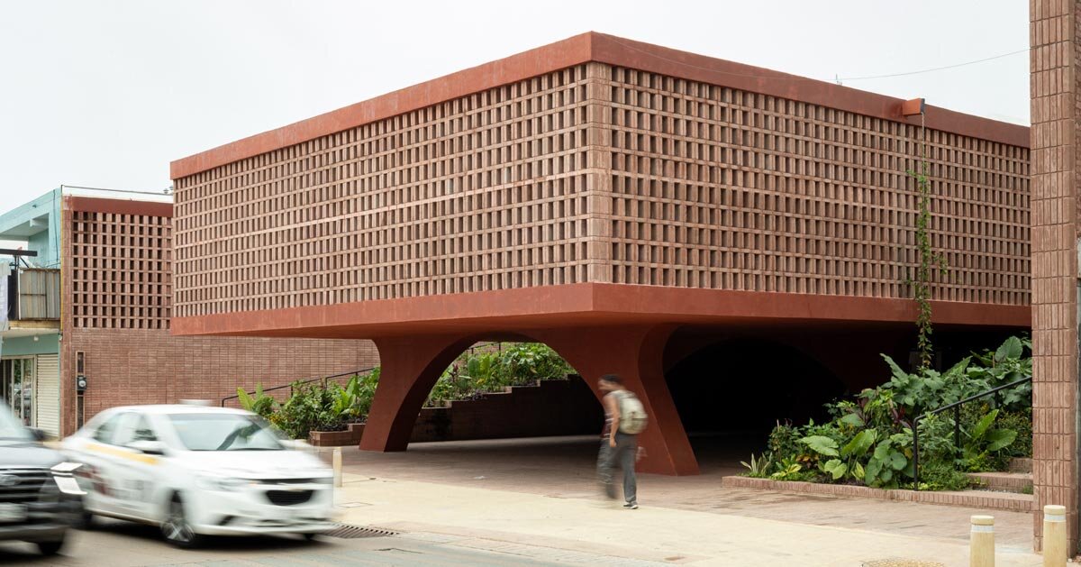red-pigmented concrete casts cacao heritage museum in mexico