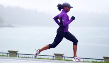 woman running in purple shirt