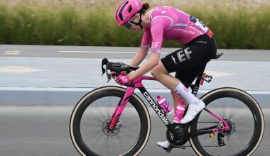 ABU DHABI, UNITED ARAB EMIRATES - FEBRUARY 07: Nina Berton of Luxembourg and Team EF Education-Oatly competes in the breakaway during the 4th UAE Tour Women 2026, Stage 3 a 145km stage from Abu Dhabi TeamLab Phenomena to Abu Dhabi Breakwater on February 07, 2026 in Abu Dhabi, United Arab Emirates. (Photo by Tim de Waele/Getty Images)