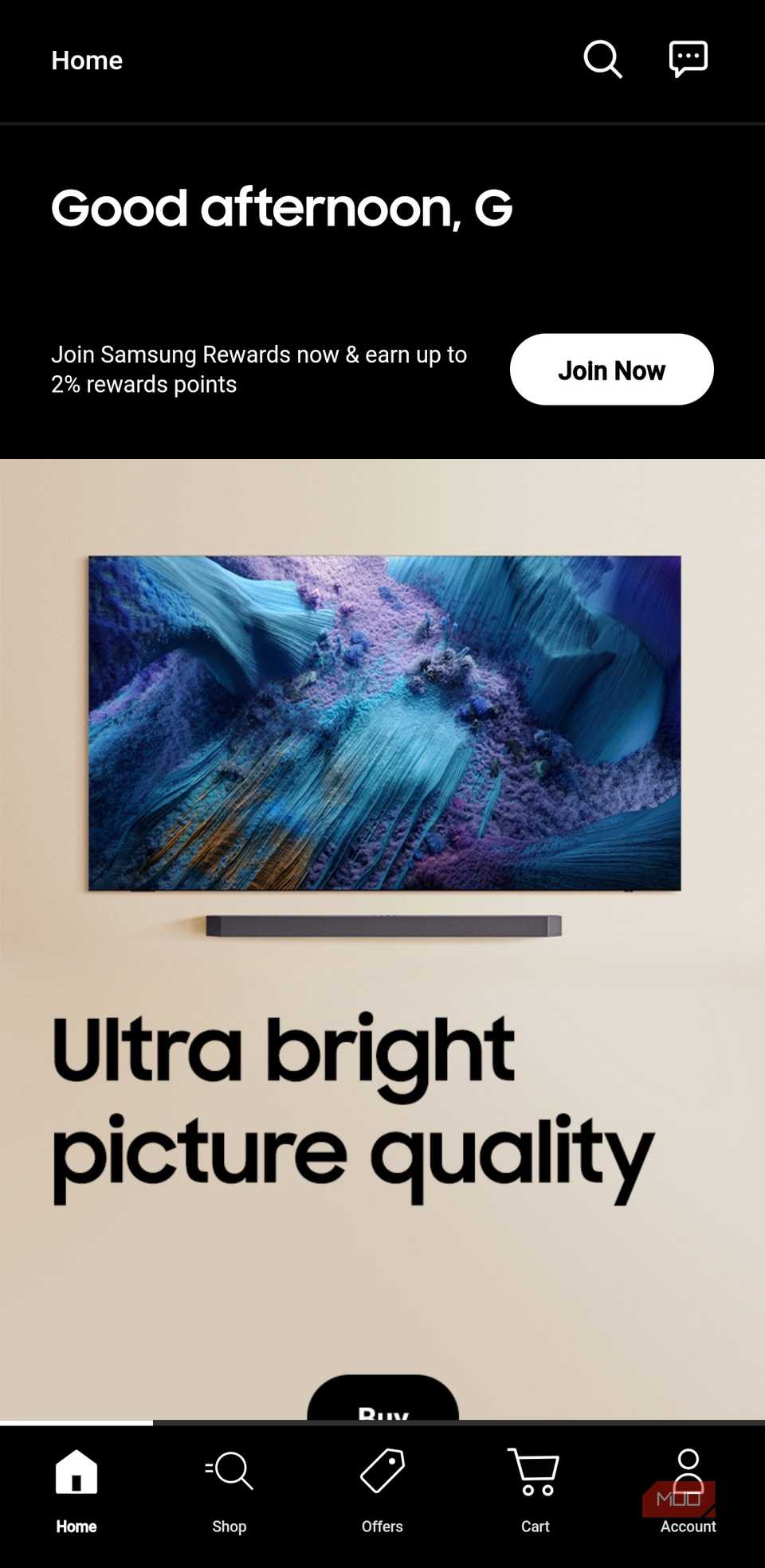 Samsung Shop on Galaxy phone