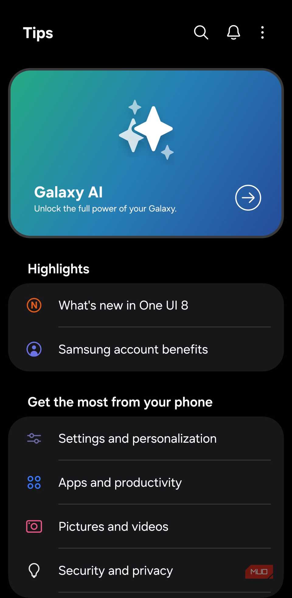 Samsung Tips on Galaxy phone