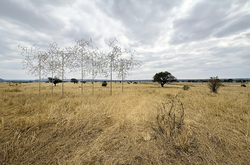 activated by the wind, vincent leroy’s kinetic installation rises in tanzania