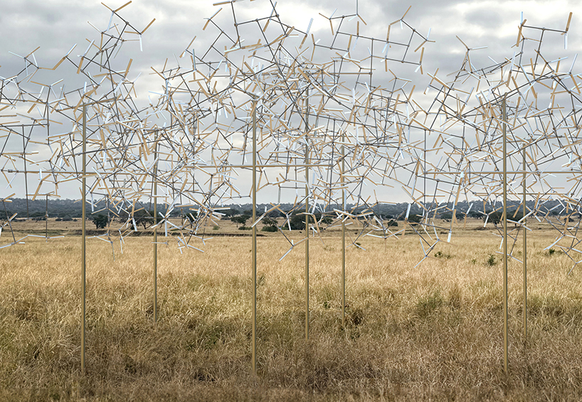 activated by the wind, vincent leroy’s kinetic installation rises in tanzania