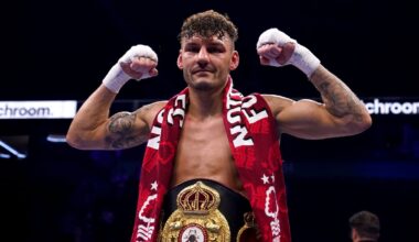 Leigh Wood after regaining the WBA world featherweight title against Mauricio Lara