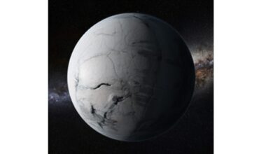 Computer generated image of the Earth covered in ice, from space