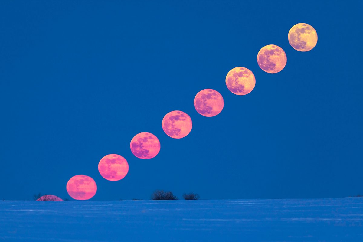Full Moon rising above a snowy scene, Albert, Canada. Credit: Alan Dyer/Stocktrek Images/Getty