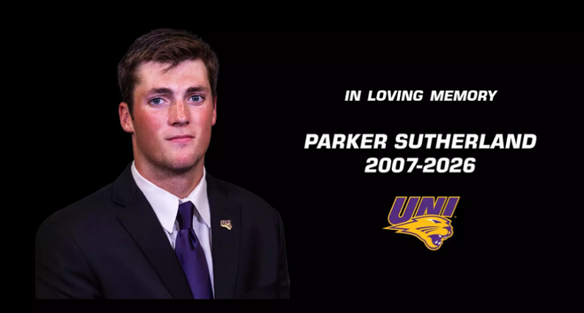 "It is a heartbreaking day for our Panther Athletics family with the passing of our Parker Sutherland," UNI posted on its website after the freshman's death Saturday, Feb. 14, 2026. "It is a heartbreaking day for our Panther Athletics family with the passing of our Parker Sutherland," UNI posted on its website after the freshman's death Saturday, Feb. 14, 2026.