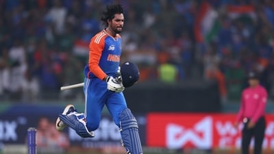 A jubilant Tilak Varma after getting India over the line in the Asia Cup final (AFP)