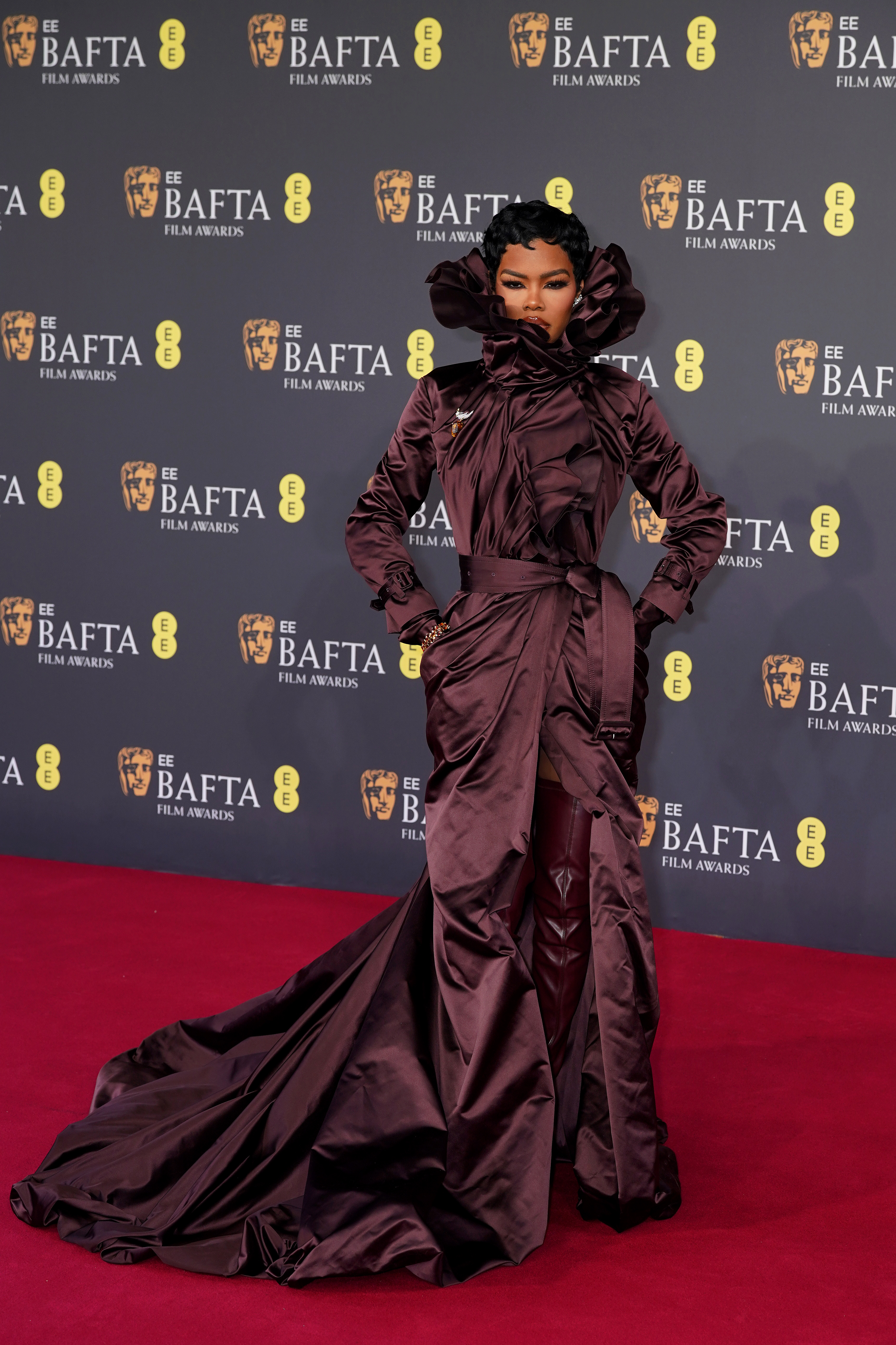 Teyana Taylor attends the 2026 EE BAFTA Film Awards at The Royal Festival Hall on February 22, 2026 in London, England.
