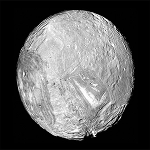 Uranus’ icy moon Miranda, captured by NASA’s Voyager 2 spacecraft on Jan. 24, 1986. Credit: NASA/Jet Propulsion Laboratory-Caltech