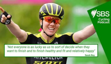 LEAMINGTON SPA, ENGLAND - JUNE 15: Arrival / Sarah Roy of Australia and Team Mitchelton-Scott / Celebration / Giorgia Bronzini of Italy and Team Cylance Pro Cycling / Marianne Vos of The Netherlands and Waowdeals Pro Cycling Team / during the 5th OVO Energy Women's Tour 2018, Stage 3 a 151km stage from Atherstone to Royal Leamington Spa on June 15, 2018 in Leamington Spa, England. (Photo by Justin Setterfield/Getty Images)