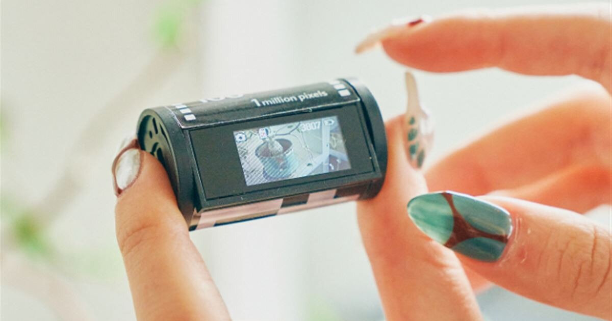 vintage film rolls flip into miniature and functional digital cameras