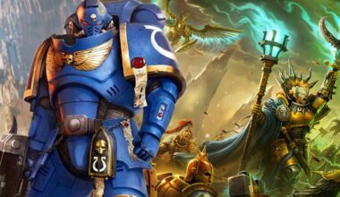 Warhammer 40,000 ultramarine standing in front of Age of Sigmar