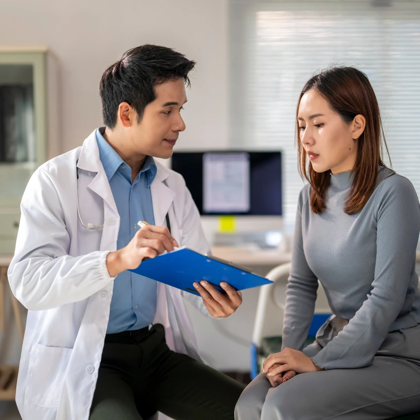 woman having a negative experience during a healthcare visit