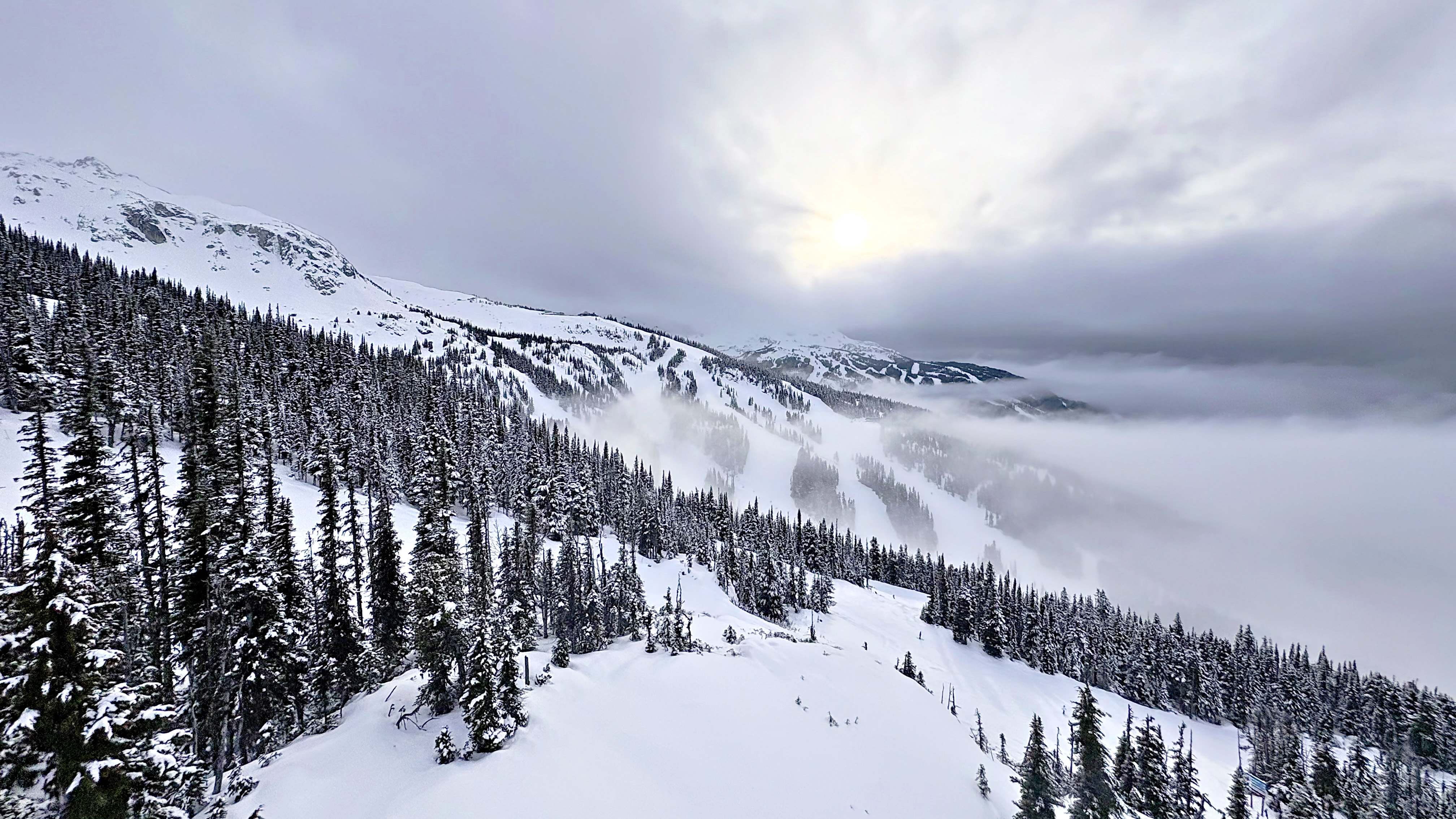 A scenic photo of Whistler Mountain in British Columbia at sunset