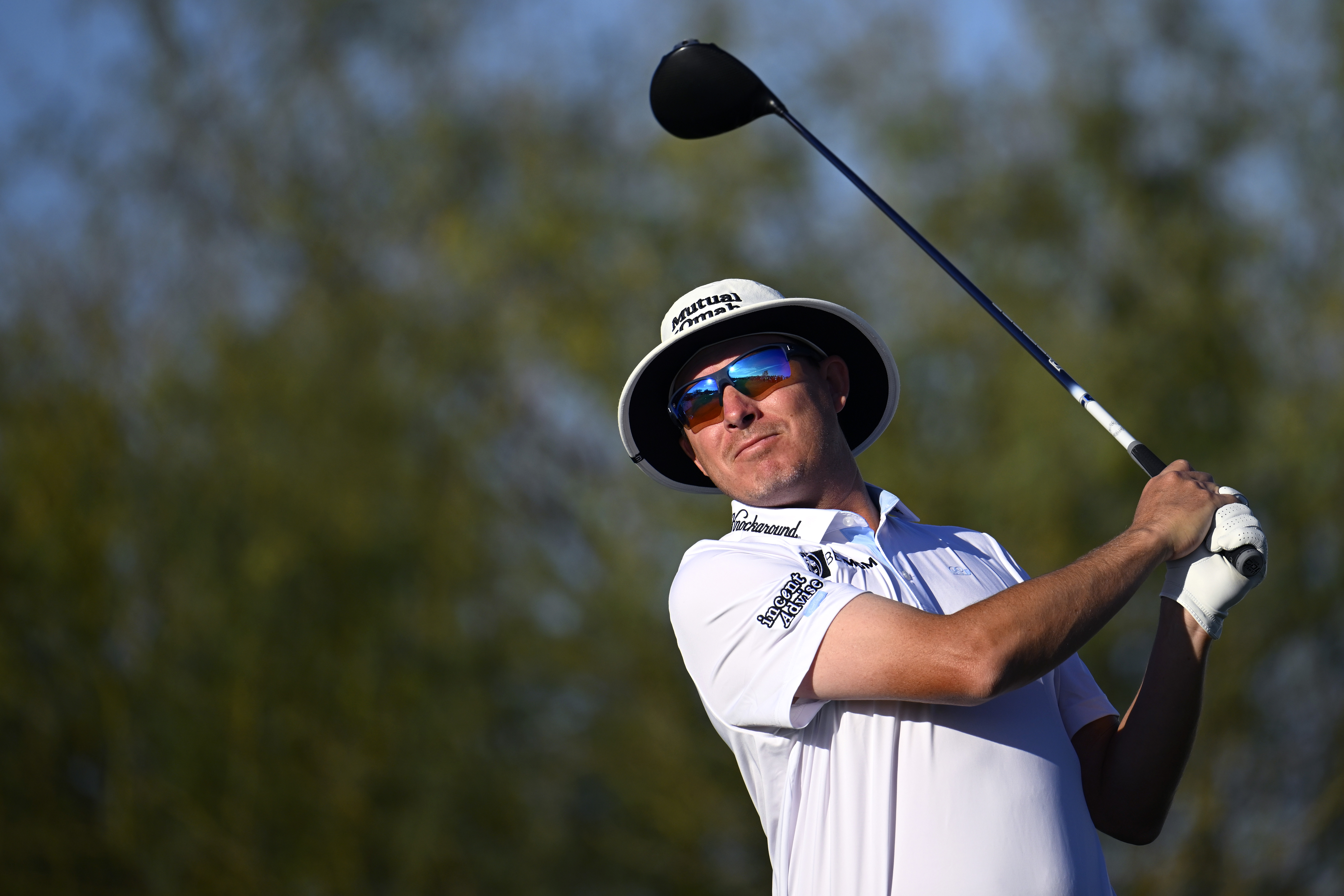 Joel Dahmen hits a driver off the tee