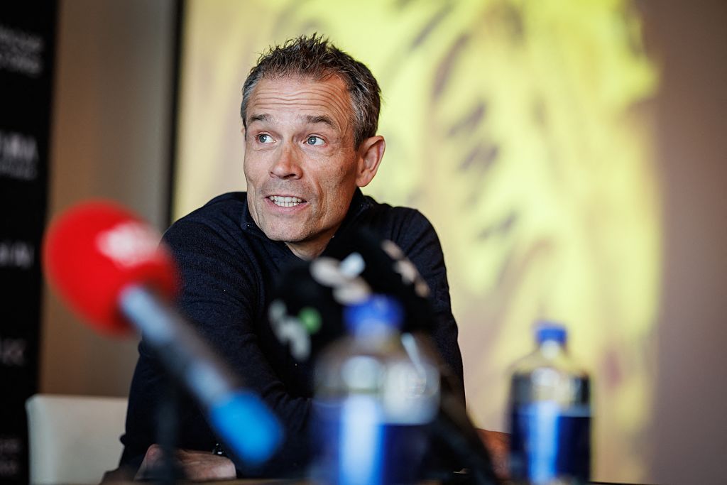 Team Visma-Lease a Bike sports director Grischa Niermann during a pre-Omloop press conference