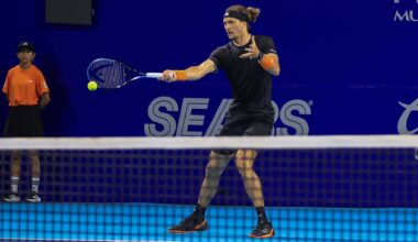 Alexander Zverev in doubles action on Thursday in Acapulco.