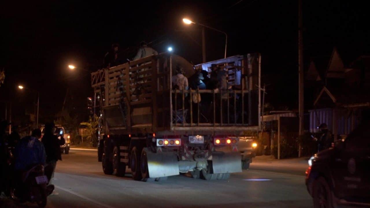 Wild elephant Phlai Sida Hoo Phap being prepared for relocation in Khon Kaen