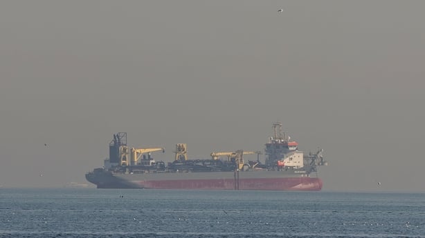 An oil tanker is pictured offshore in Dubai 