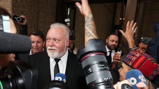 SMH Kyle Sandilands leaving  the Federal Court for the start of Kyle Sandilands v ARN on Friday.