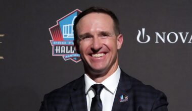 Drew Brees bats for the Bananas in a baseball bash at the Superdome