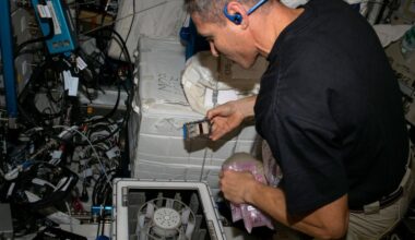 Michael Scott Hopkins performs a microgravity experiment on the International Space Station. Credit: NASA/ESA