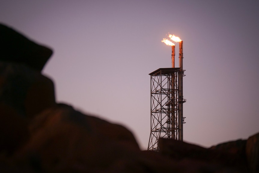 An image of Karratha Gas Plant in the distance. 