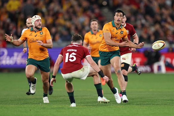 Joseph-Aukuso Suaalii switched codes in 2024, with the goal of playing against the Lions and at the 2027 Rugby World Cup.