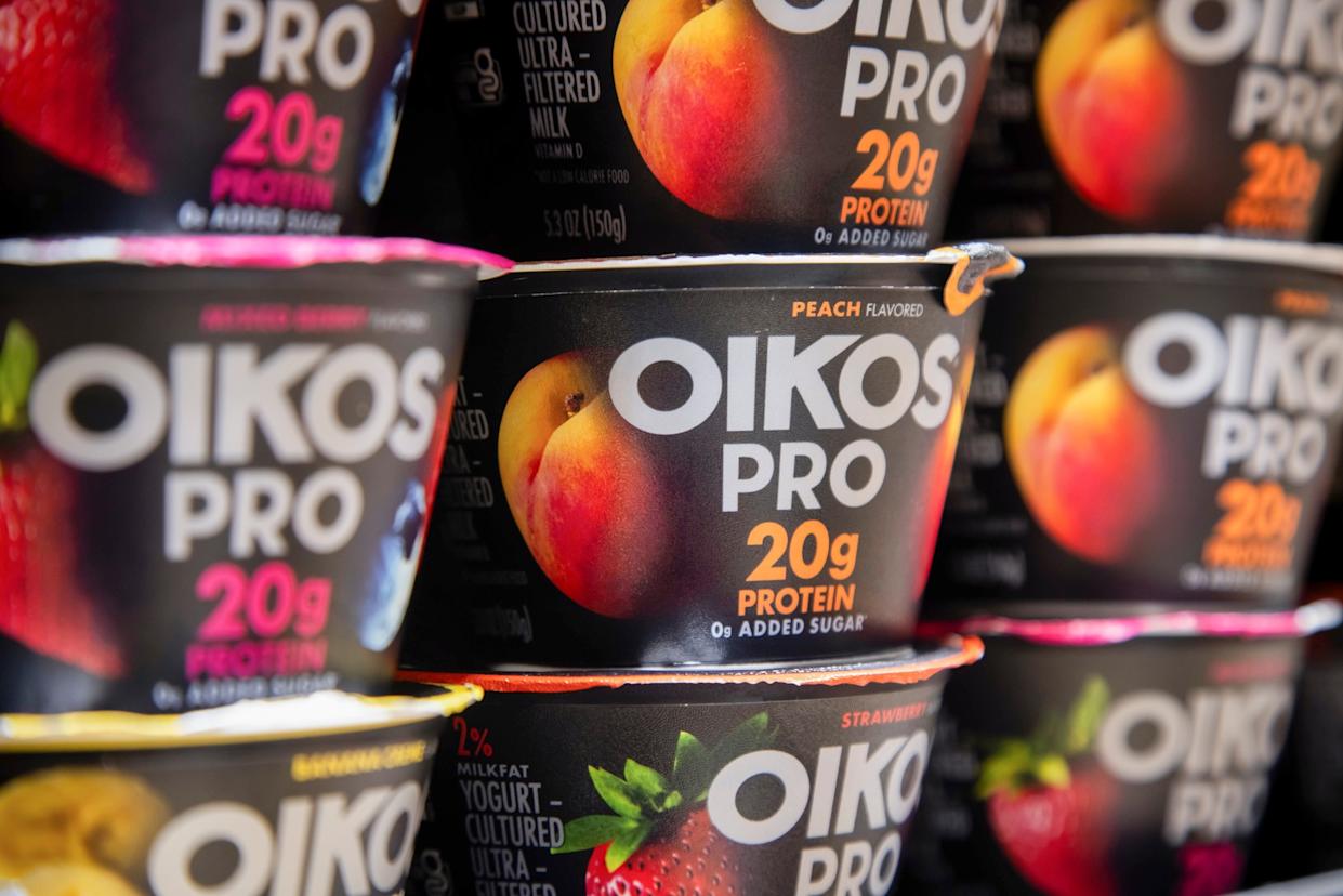 Michael Nagle/Bloomberg via Getty Images - PHOTO: Oikos Pro yogurt at a grocery store in New York, Sept. 9, 2025.