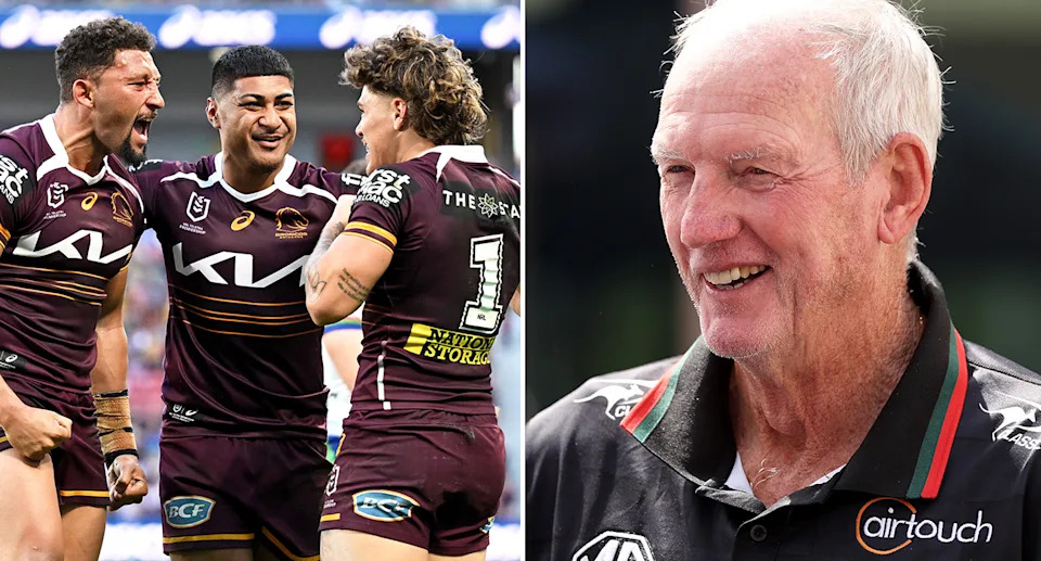 Gehamat Shibasaki (L) is expected to be recalled to the Broncos' starting side, while Souths coach Wayne Bennett (R) has a big call to make around two stars coming back from injury. Pic: AAP/Getty