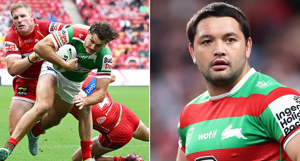 Campbell Graham (L) is expected to return in Round 5, while Souths teammate Brandon Smith (R) looks less likely to play his first game of the season after a calf complaint. Pic: Getty