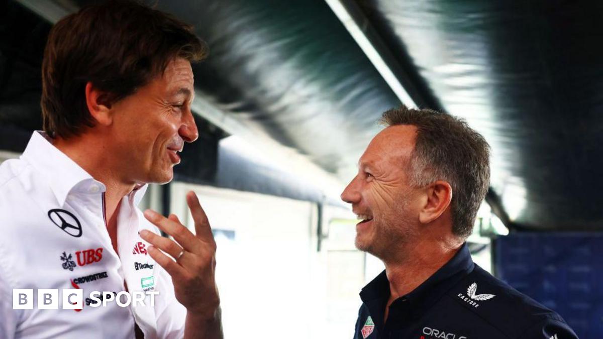 Toto Wolff and Christian Horner laugh