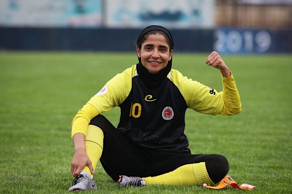 Iran’s  Atefeh Ramezani during a happy moment.