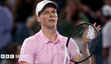 Jannik Sinner celebrates after his win at the Miami Open