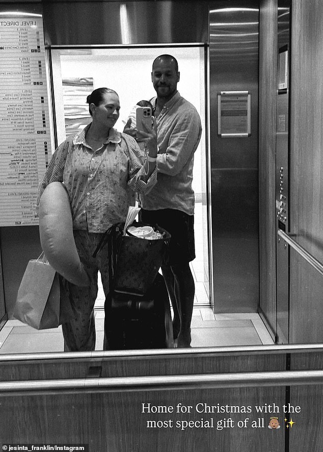 Jesinta and her husband Lance 'Buddy' Armstrong welcomed their third child on the Gold Coast in December