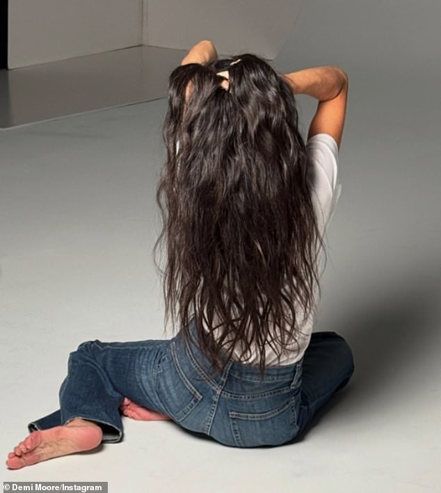 '[Long hair] feels most like me,' Moore told People in January. 'Being able to change my look with wigs and pieces feeds my need for change but at the end of the day I love taking it down seeing my hair fall past my waist. It's like coming home'