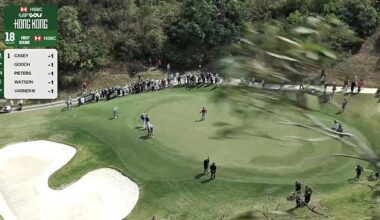 The LIV Golf broadcast drone, just moments before crashing into a tree (branch seen right)
