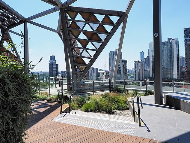 The NAB building in Docklands features a rooftop terrace with an open kitchen and herb garden (pictured)