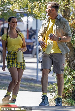 Meanwhile, the yellow team, featuring a brunette and her strikingly tall partner, looked all business as they prepared for take-off