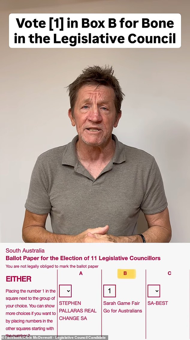 Chris McDermott (pictured) is urging voters to support the party he plans to quit