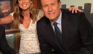 Amber Sherlock is pictured with veteran Sydney Nine News anchor, Peter Overton