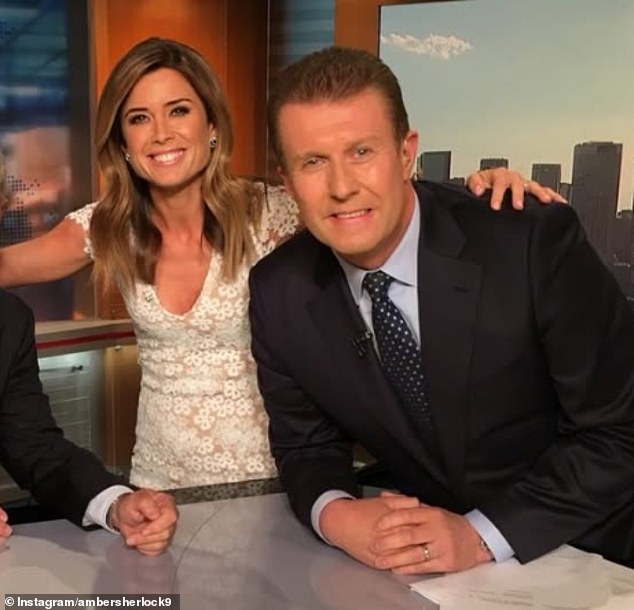 Amber Sherlock is pictured with veteran Sydney Nine News anchor, Peter Overton