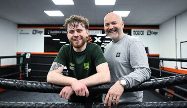 'I'm just happy to be here,' says boxer Reuben Muston (pictured with his dad Danny), three years on from the pair's stem cell transplant that saved his life