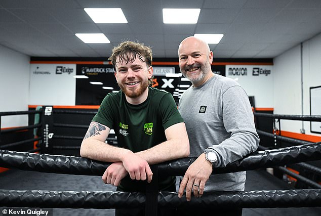 'I'm just happy to be here,' says boxer Reuben Muston (pictured with his dad Danny), three years on from the pair's stem cell transplant that saved his life