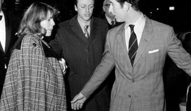 Camilla and Charles had been involved in 1972 which was cut short due to his naval duties. Pictured with her then husband Andrew Parker Bowles and Charles in 1975