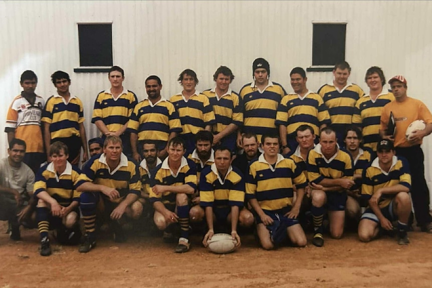 An old photo of the Thargomindah Bulls football team. 